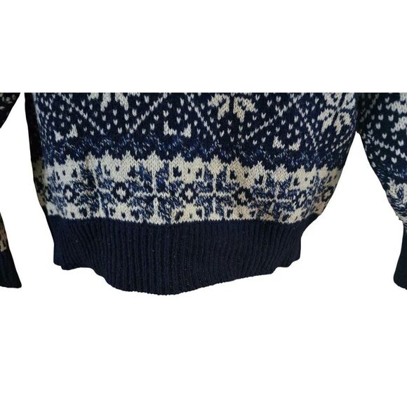 Vintage XXL Wool & Nylon Nordic Sweater Reindeer & Snowflake Pattern made in USA - Picture 7 of 9